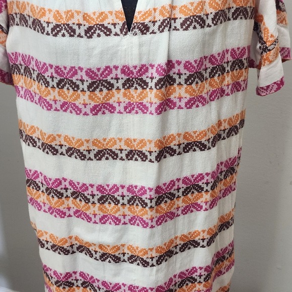 Lou & Grey Boho Tunic Dress Small White Pink Orange Tribal Print Cotton Lined - Picture 3 of 10